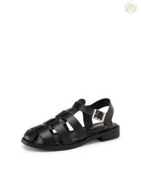 Woven Fisherman Braided Flat Sandals, Closed Toe Strappy Gladiator Summer Shoes